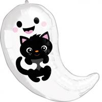 Amscan folieballon Ghost & Kitty Cuties 40 x 48 wit/zwart