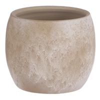 Mica Decorations Bloempot - cream stone - keramiek - 14 x 12 cm   - - thumbnail