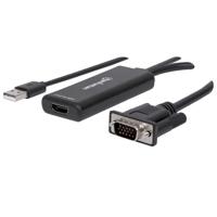 Manhattan 152426 video kabel adapter 1 m USB Type-A + VGA (D-Sub) HDMI Zwart - thumbnail