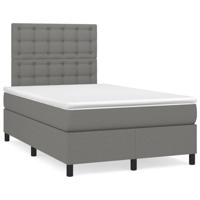 vidaXL Boxspring met matras en LED stof donkergrijs 120x190 cm, bed, boxspringbed, tweepersoonsbed, slaapmeubel, boxspring bed, bed met matras