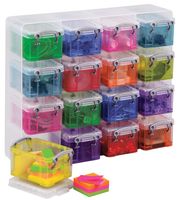 Really Useful Box transparante muurkubus met 16 gekleurde opbergdozen van 0,14 liter