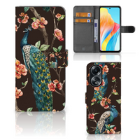 OPPO A58 4G Telefoonhoesje met Pasjes Pauw met Bloemen