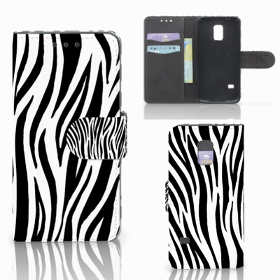 Samsung Galaxy S5 Mini Telefoonhoesje met Pasjes Zebra Samsung Galaxy S5 Mini Telefoonhoesje met Pasjes Zebra