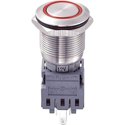 TRU Components 701930 LAS1-BGQ-11ZE/R/12V Vandalismusgeschützter Druckschalter 250 V/AC 5A 1 x Aus/
