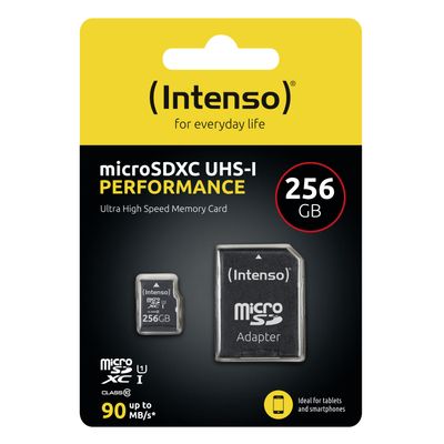 Intenso 256GB microSDXC Performance microSD-kaart 256 GB Class 10 UHS-I Waterdicht