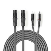 Nedis COTH15230GY15 Xlr-audiokabel 2x Xlr 3-pins Female - 2x Rca Male 1,5 M Grijs