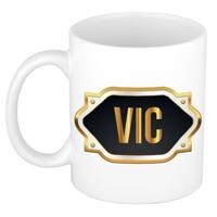 Vic naam / voornaam kado beker / mok met embleem - Naam mokken