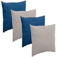 Bank/sier/tuin kussens voor binnen/buiten set 4x stuks indigo blauw/taupe 40 x 40 cm