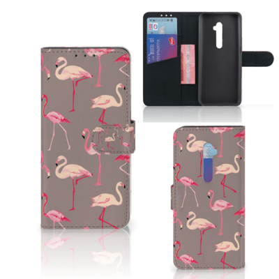 OPPO Reno2 Telefoonhoesje met Pasjes Flamingo OPPO Reno2 Telefoonhoesje met Pasjes Flamingo