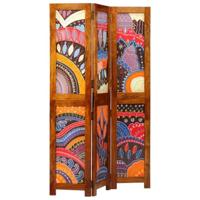 vidaXL Bohemian Stijl Ruimteverdeler Abstract Design | Verstelbare Grootte | Meerkleurig | Hout en Stof | Unieke Binnen Decoratie | Draagbare Opvouwbare Partition Houten Stof Decor Ruimte Decoratief T
