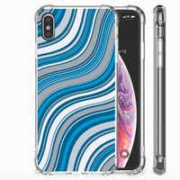 Apple iPhone Xs Max Doorzichtige Silicone Hoesje Waves Blue