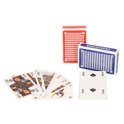Set van 2x clown games speelkaarten rood en blauw karton Set van 2x clown games speelkaarten rood en blauw karton