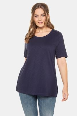 Ulla Popken T-shirt, ronde hals, kant aan schouders - Grote Maten Ulla Popken T-shirt, ronde hals, kant aan schouders - Grote Maten