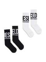 Diesel Kids lot de deux paires de chaussettes à logo intarsia - Noir - thumbnail