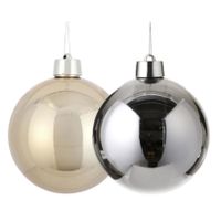 Grote kunststof kerstballen 20 cm - set van 2x st. zilver en champagne - thumbnail