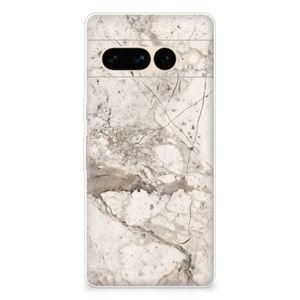 Google Pixel 7 Pro TPU Siliconen Hoesje Marmer Beige