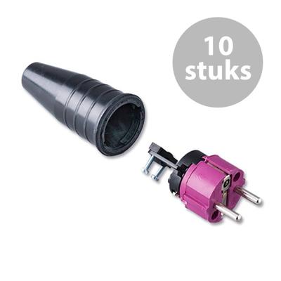 Keraf 521 Schuko 230V/240V stekker male paars/zwart (per 10)
