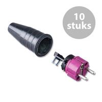Keraf 521 Schuko 230V/240V stekker male paars/zwart (per 10)