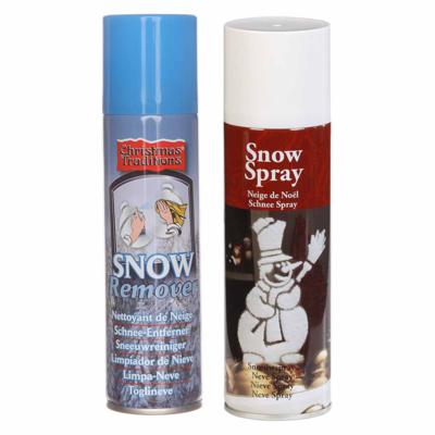 Kunstsneeuw spray set 1x sneeuw spuitbus 300 ml en 1x verwijderaar spuitbus 125 ml - Decoratiesneeuw Kunstsneeuw spray set 1x sneeuw spuitbus 300 ml en 1x verwijderaar spuitbus 125 ml - Decoratiesneeuw