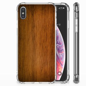 Apple iPhone Xs Max Stevig Telefoonhoesje Donker Hout