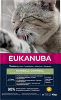 EUKANUBA Hairball Control droogvoer voor volwassenen en oudere katten, rijk aan verse kip, 10 kg