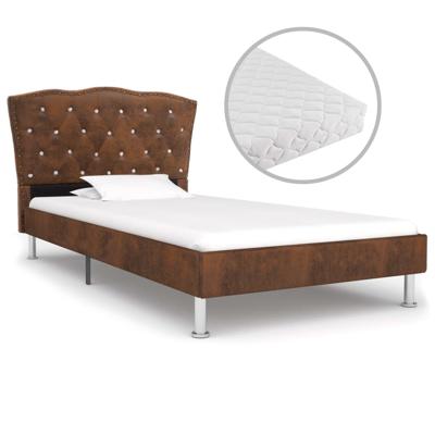 vidaXL Bed met matras stof bruin 90x200 cm