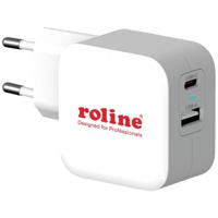 ROLINE USB Oplader met Eurostekker, 2 poorten (Type-A QC3.0, Type-C PD), 38W