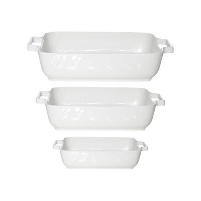 Set Van 3x Stuks Witte Ovenschalen/serveerschalen 17 X 17 Cm/24 X 19 Cm/29 X 23 Cm - Ovenschalen Set Van 3x Stuks Witte Ovenschalen/serveerschalen 17 X 17 Cm/24 X 19 Cm/29 X 23 Cm - Ovenschalen