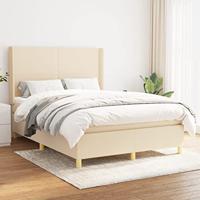 vidaXL Boxspring met matras stof crèmekleurig 140x200 cm, bed, boxspringbed, tweepersoonsbed, slaapmeubel, boxspring bed, bed met matras, bedframe