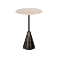 Richmond Ronde Bijzettafel Avalon Travertin, 39cm - Brons