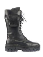 Bronx Dames Enkellaarsjes in Leder (Zwart)