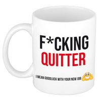 Fcking quitter cadeau mok / beker wit en zwart - afscheidscadeau personeel / collega