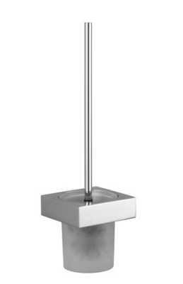 Dornbracht MEM toiletborstelset met mat glas van bergkristal geschikt voor wandmontage 41,5 x 11,8 cm, chroom
