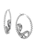 John Hardy boucles d'oreilles Legends Naga ornées de saphirs - Argent