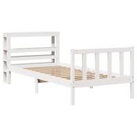 vidaXL Bedframe met hoofdbord massief grenenhout wit 90x190 cm, bed, bed ombouw, boxspring, bedbodem, slaapkamermeubel, eenpersoonsbed, 1 persoonsbed