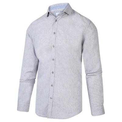 Blue Industry Heren Overhemd Grijs Linnen Perfect Fit Blue Industry Heren Overhemd Grijs Linnen Perfect Fit