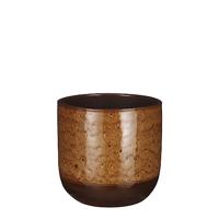 MICA Decorations Nora Pot Round Ochre Glaze-h24xd25cm Bloempotten voor Bloemen en Planten, meerkleurig, uniek