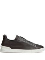 Zegna baskets SECONDSKIN Triple Stitch en cuir - Marron