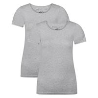 Bamboo Basics - Dames bamboe T-shirt - Kate - 2-pack - ronde hals en mouwen tot het midden van de bovenarm - ademend en comfortabel, grijs, M