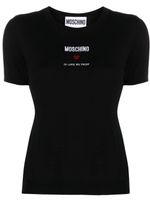 Moschino logo-embroidered cotton knitted top - Noir - thumbnail