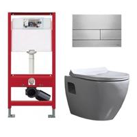 Tece Toiletset – Inbouw WC Hangtoilet Wandcloset – Daley Flatline Tece Square RVS Geborsteld