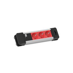 Bachmann 2m 3x Schuko H05VV-F 3G 1.0mm² power uitbreiding 3 AC-uitgang(en) Zwart, Rood