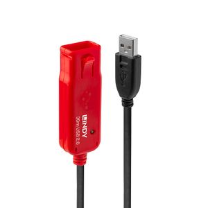 LINDY USB-kabel USB 2.0 USB-A stekker, USB-A bus 30.00 m Zwart, Rood 42923