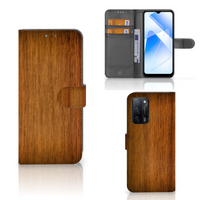 OPPO A16/A16s/A54s Book Style Case Donker Hout - thumbnail