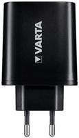 Varta 57958101401 Wall Charger inclusief USB type C-kabel, 3 USB-aansluitingen: 1x USB-type C 3.0A en 2x USB a 2,4A shared, Zwart