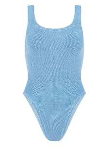 Hunza G Square Neck seersucker swimsuit - Bleu