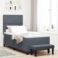 vidaXL Boxspringbed met Matras & Bank Donkergrijs 90x190 cm Fluweel