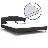 vidaXL Bed met traagschuim matras stof donkergrijs 180x200 cm