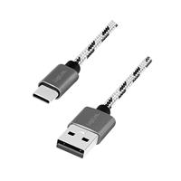 LogiLink CU0201 - USB 2.0 aansluitkabel type C naar type A, in set (0,5 m, 1 m, 2 m) met nylon vlechtwerk, ideaal voor synchroniseren en opladen