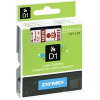 Dymo D1 Tape Casette 12 mm x 7 m rood op wit 45015 - thumbnail